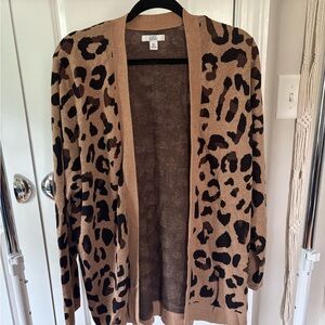 croft & barrow Leopard Print Open-Front Cardigan - Brown/Black
